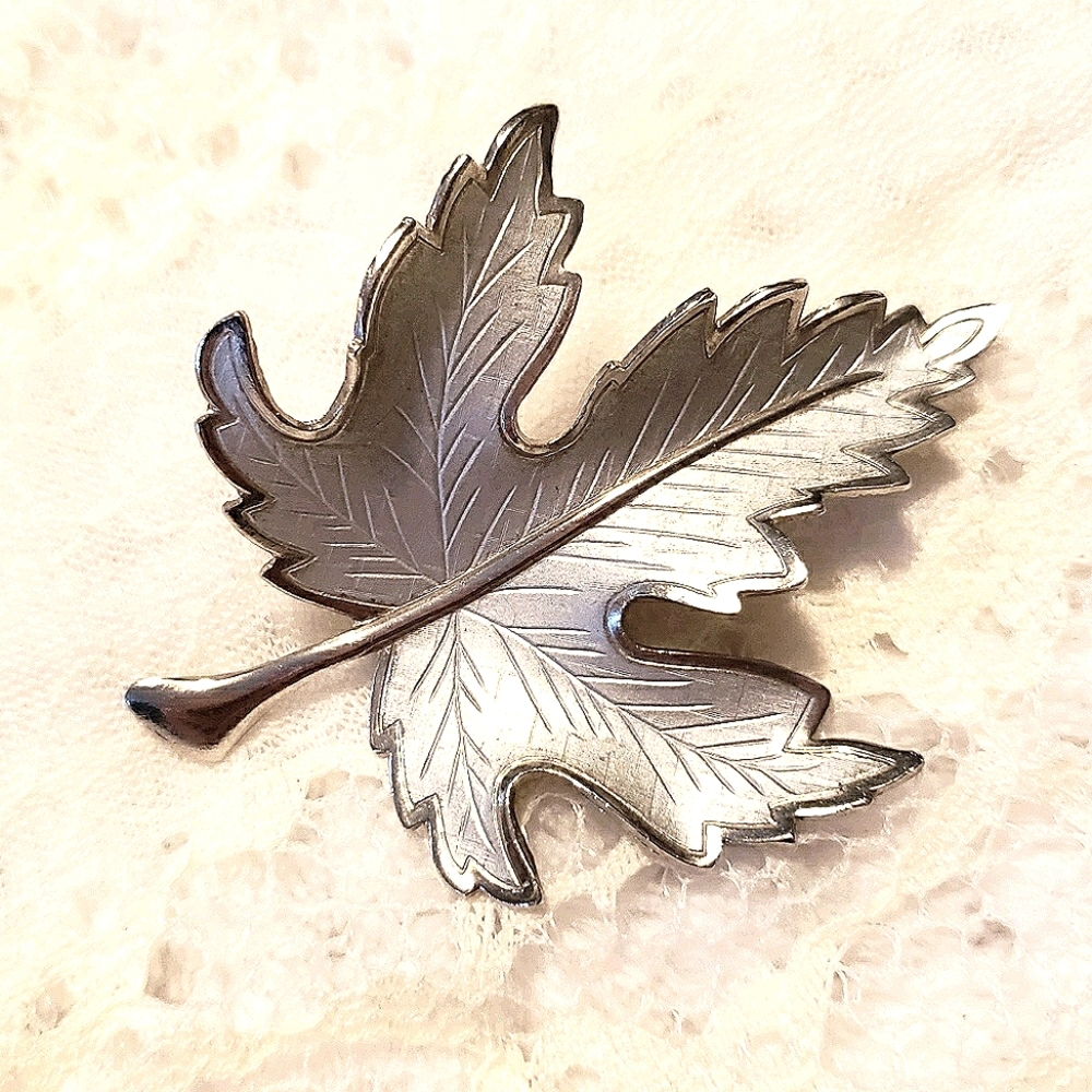 3 for $10 - Silver Tone Maple Leaf Brooch Pin